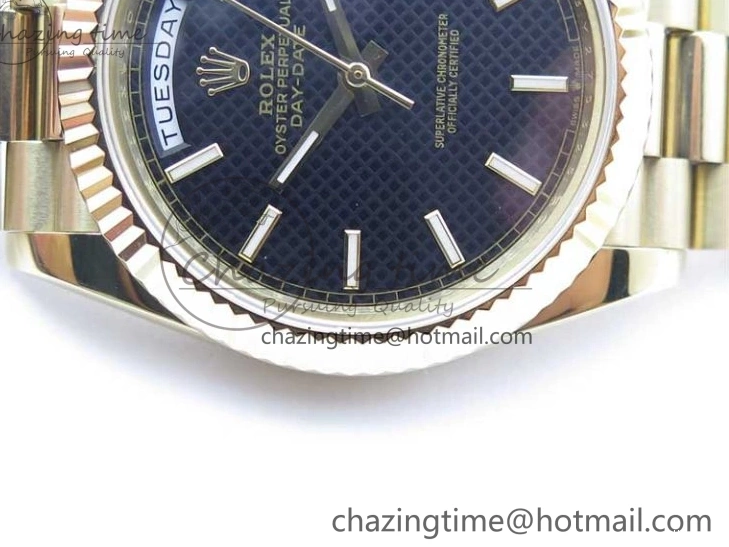 Black 40mm YG 228239 904 Version YG Bracelet Dial Markers BP A2836 Stick New Day-Date Dial on President 0420